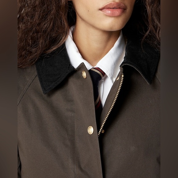 J. Crew Long Barn Jacket In Waxed Cotton Twill- Dark Brown - Picture 2 of 5